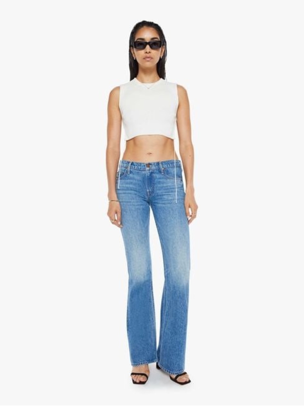 MOTHER Medium Blue High-Rise Flared Jeans